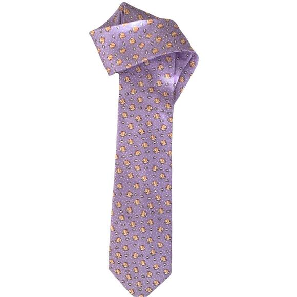 Tommy Hilfiger Lavender Angel Fish Print Silk Tie - Picture 3 of 6